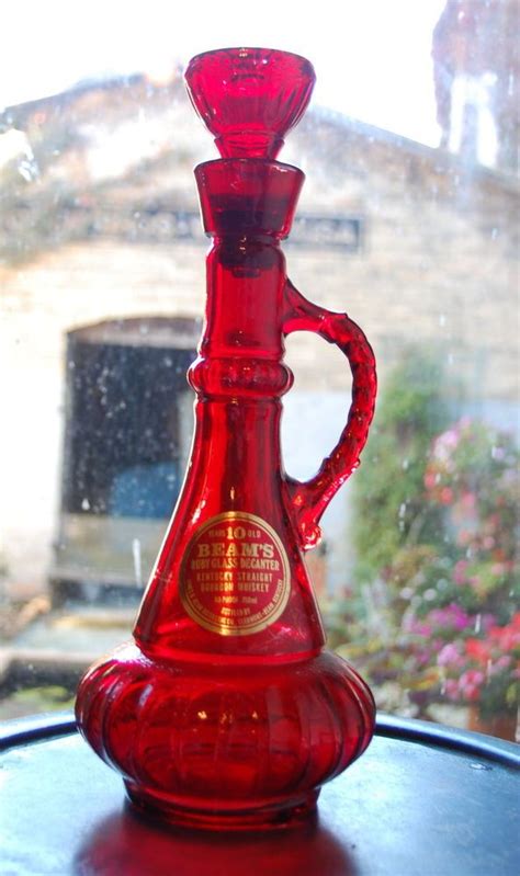 1964 I Dream Of Jeannie Red Glass Jim Beam Bottle Jim Beam Beams Red Glass