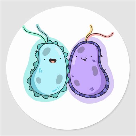 Cute Kawaii Bacteria Classic Round Sticker In 2021