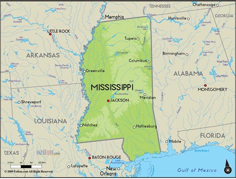 Map Of Mississippi And Surrounding States