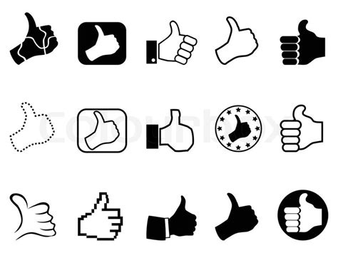 Different Type Of Black Thumbs Up Icons On White