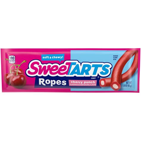 Sweetarts Soft And Chewy Ropes Cherry Punch Candy 4 Rope 51g Pack