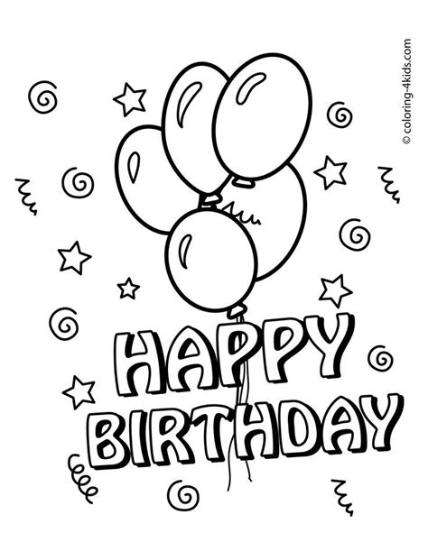 Free Printable Happy Birthday Coloring Page With Balloons For Kids