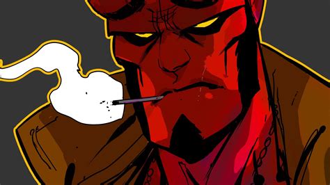 Desktop Wallpaper Hellboy Smoking Red Face Hd Image Picture