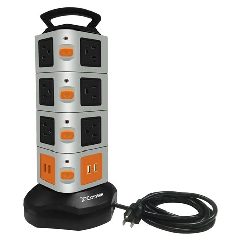 14 Outlet Surge Protector Power Strip With 4 Port Usb Charging Ports