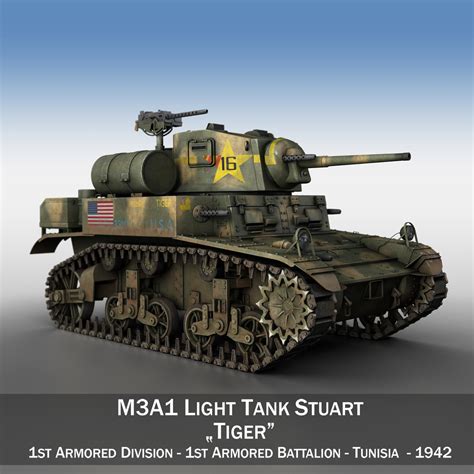 M3a1 Light Tank Stuart Tiger 3d Model Flatpyramid