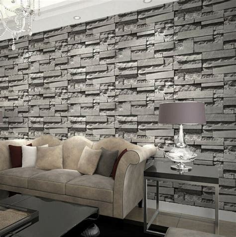 Rock out your decor with the faux stone wallpaper collection from brewster home fashions. Modern/retro 3d Wallpaper Bedroom Living Slate Dark Grey Brick Effect Stone Wall for sale online ...