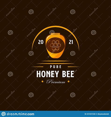 Vintage Retro Honey Bee Honeycomb Hive Logo Design With Bottle Icon