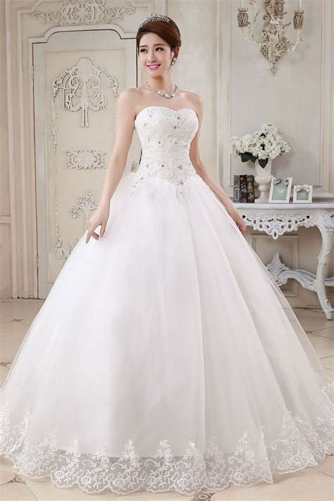 Princess Wedding Dresses Ivory Ball Gown Bridal Dress Strapless Sweetheart Neck Lace Beaded