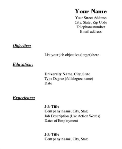 Free Online Printable Resume Forms Printable Templates