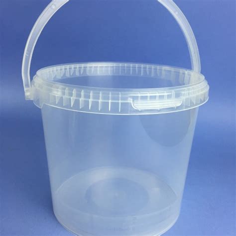 Clear 5 Litre Round Bucket Cw Plastic Handle And Tamper Evident Neck