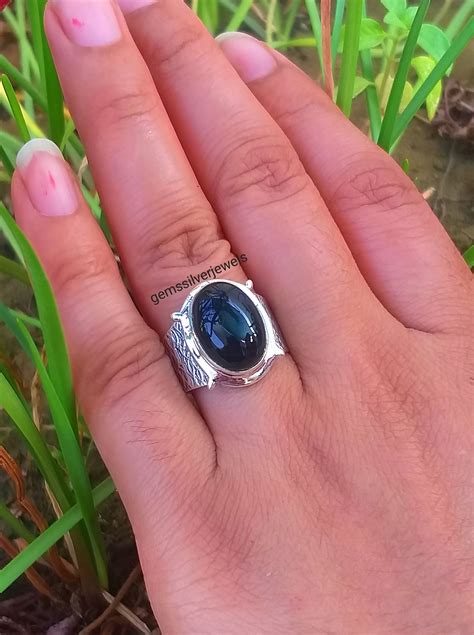 Natural Black Onyx Ring 925 Sterling Silver Ring Handcrafted Etsy