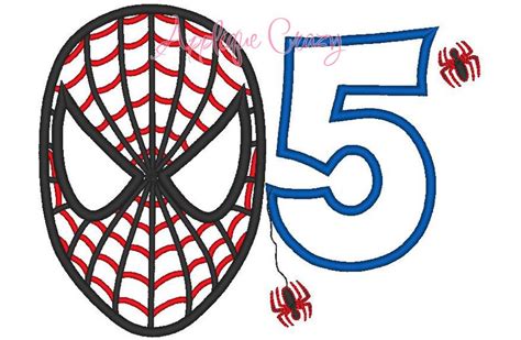 Spiderman With the Number 5 Applique Design | Etsy