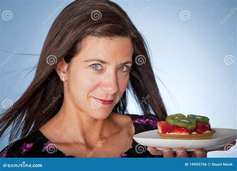 Woman With Tart Stock Photo Image Of Food Beauty Eating 19995796