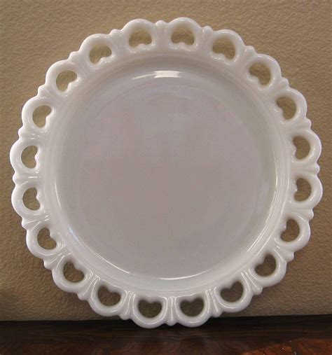 Vintage Milk Glass Plate With Lace Scalloped Edge Reserved