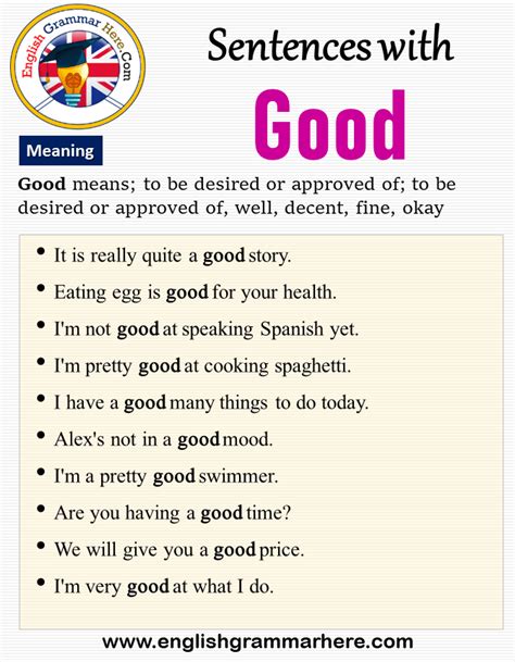 Sentences With Good Meaning And Example Sentences English Grammar Here