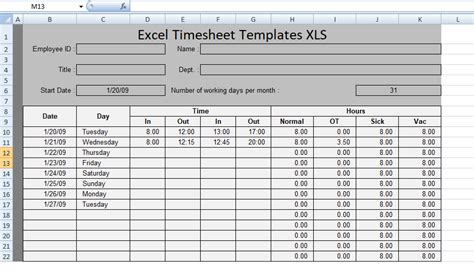 Download Excel Timesheet Templates Xls Project Management Excel