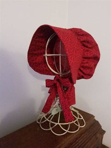 Red Calico Pioneer Bonnet For Women Etsy