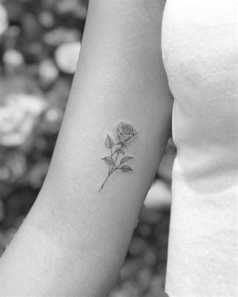Single Needle Rose Tattoo On The Inner Arm