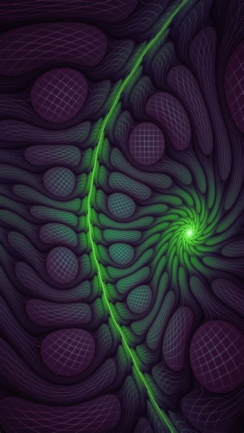 Fractal Dark Green Swirl Pattern 1080x1920 Wallpaper