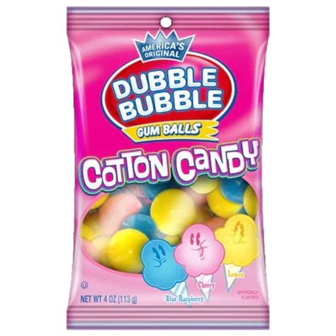 Dubble Bubble Gum Balls Cotton Candy Peg Bag 4oz 113g Poppin Candy