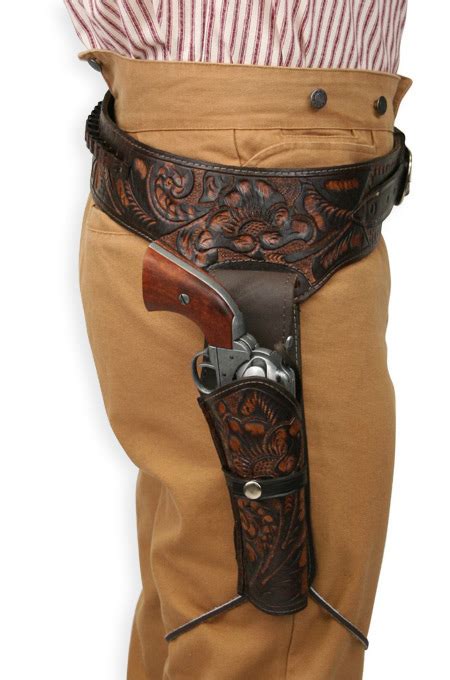 4445 Cal Western Gun Belt And Holster Rh Draw Two Tone Brown