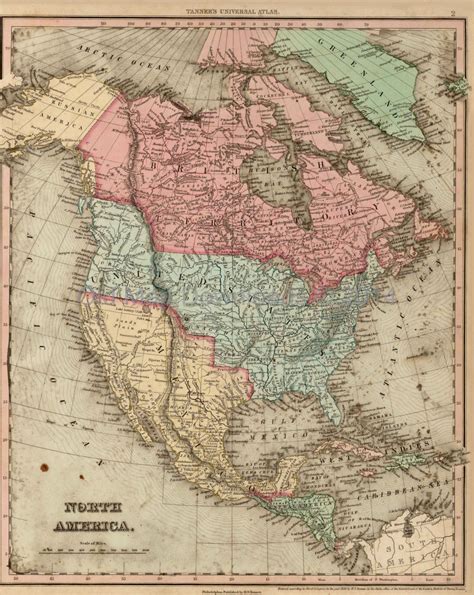 North America Old Map Tanner 1836 Jpeg Digital Image Scan Download