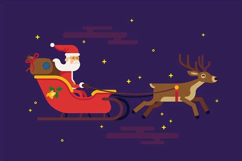 santa sleigh flying drawing