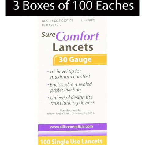 Surecomfort Lancet 30g 26 3010 3 Boxes Of 100 Chiron Medical