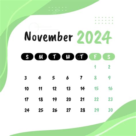 November 2024 Minimalist Monthly Calendar Vector November 2024