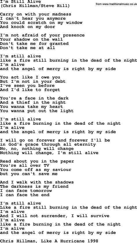 Im Still Alive By The Byrds Lyrics With Pdf