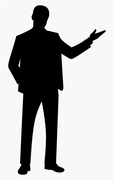 Man Full Length Gesture Isolated Man Presenting Silhouette