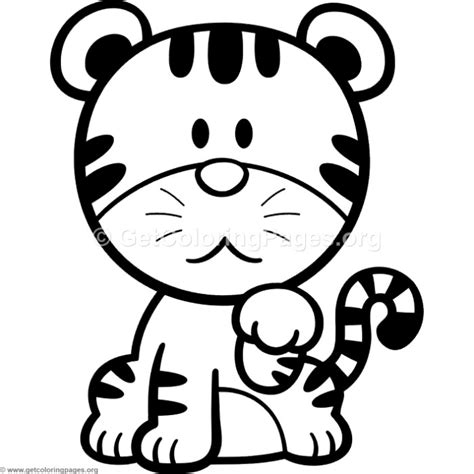 Little Cute Cartoon Tiger Coloring Pages