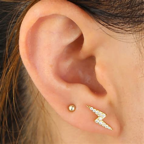 Devine Simple Minimalist Metal Ball Ear Piercing Jewelry Stud 16g Ear