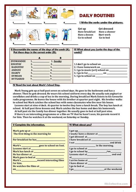 Daily Routines Worksheet Free Esl Printable Worksheets Made By