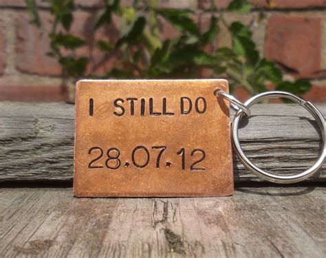 Husband 10 year wedding anniversary gift for him. COPPER Keyring I STILL DO Husband Wife Gifts For Men Women ...
