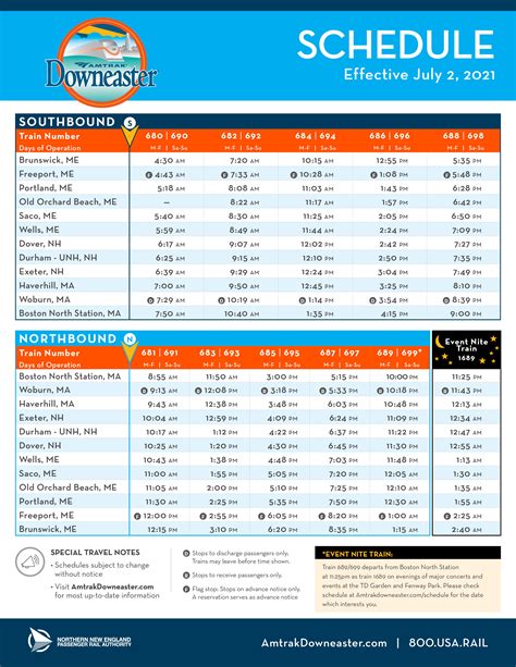 Printable-Schedule | Amtrak Downeaster