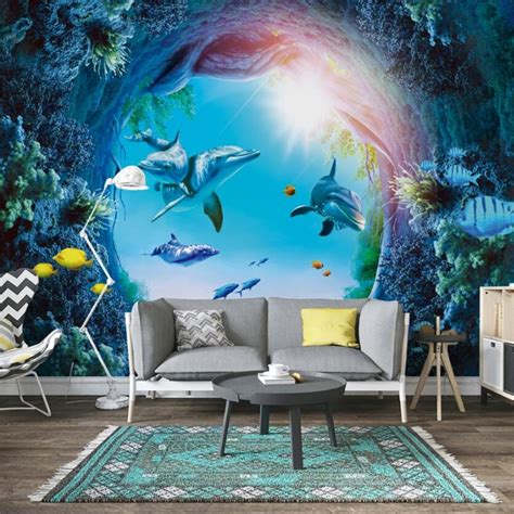 Beibehang Wallpaper For Walls 3 D 3d Underwater World Dolphin