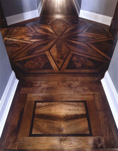 Foyer With Maple Plank Floor With Zebra Wood Inlay Lovely Walnut