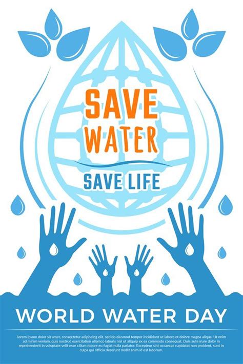 Save Water Aqua Liquid Drops Healthcare Poster Vector Conce 858937