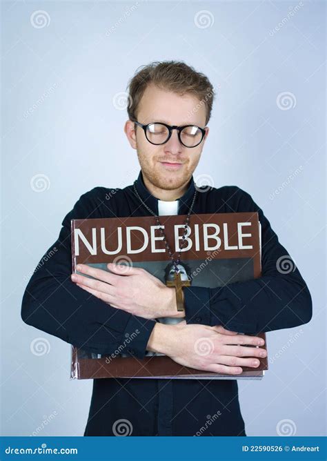 Dreamy Pastor With Nude Bible Stock Photo Image Of Happiness Closed