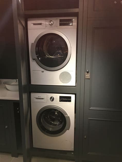 Stacked Washing Machine And Tumble Dryer Stacking Washing Machine Vintage Laundry Room