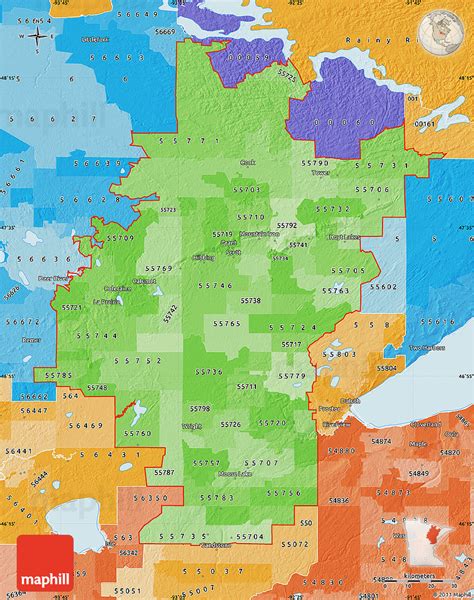 Political Shades Map Of Zip Codes Starting With 557