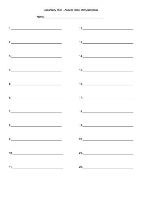 Printable Blank Answer Sheet Template