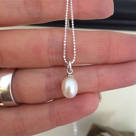 Freshwater Pearl Drop Necklace Choker Sterling Silver White Pearl Necklace Simple Pearl Pendant