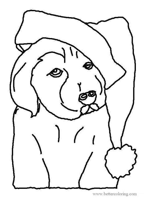 Christmas Dog With Christmas Hat Coloring Pages Free Printable