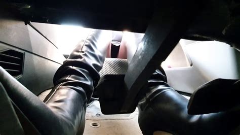 Guess High Heel Leather Boots Driving And Pedal Pumping Manual Car Under