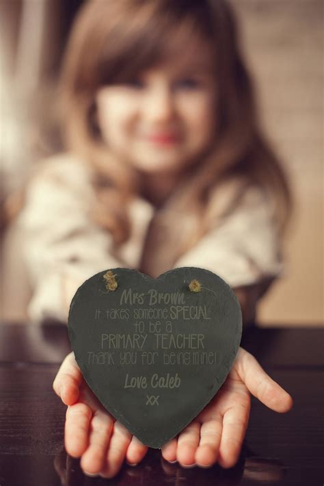 personalised slate heart thank you teacher t end of term t teacher present heart thank you