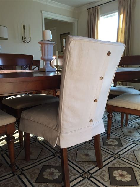 Set of 4 * dining chair covers. Dropcloth Slipcovers for Leather Parsons Chairs | Dining ...