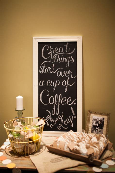 Coffee Cup And Bags Of Coffee For Favors Bridal Shower Rustic Bridal
