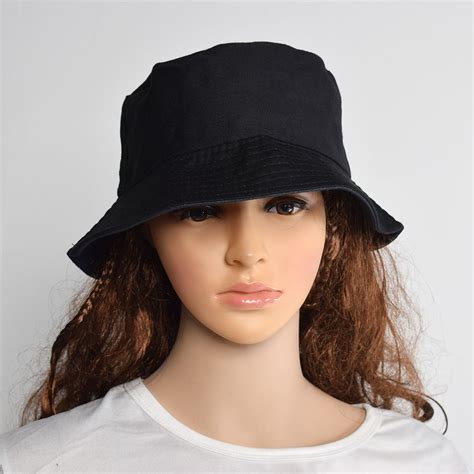 Black Unisex Bucket Hat Hunting Fishing Outdoor Cap Mens Womens